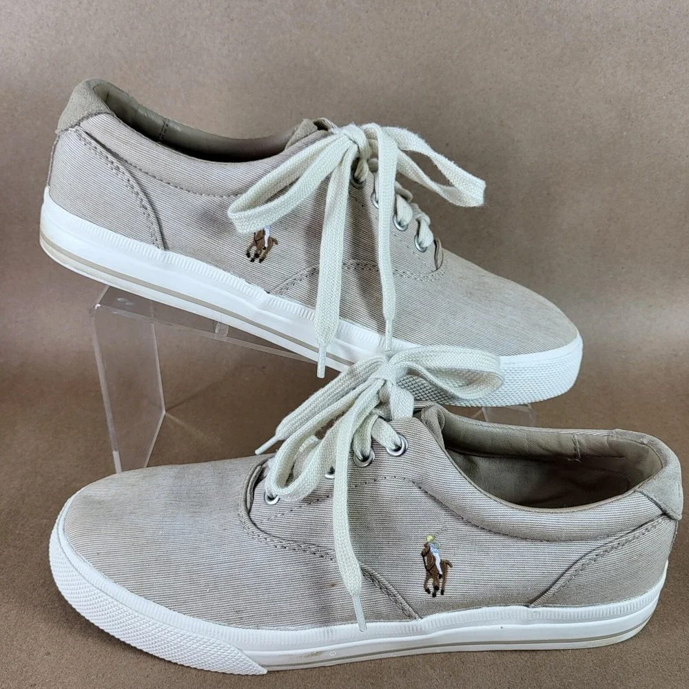 Polo Ralph Lauren Size 10 D Vaughn Beige Casual Sneakers Men's 01087